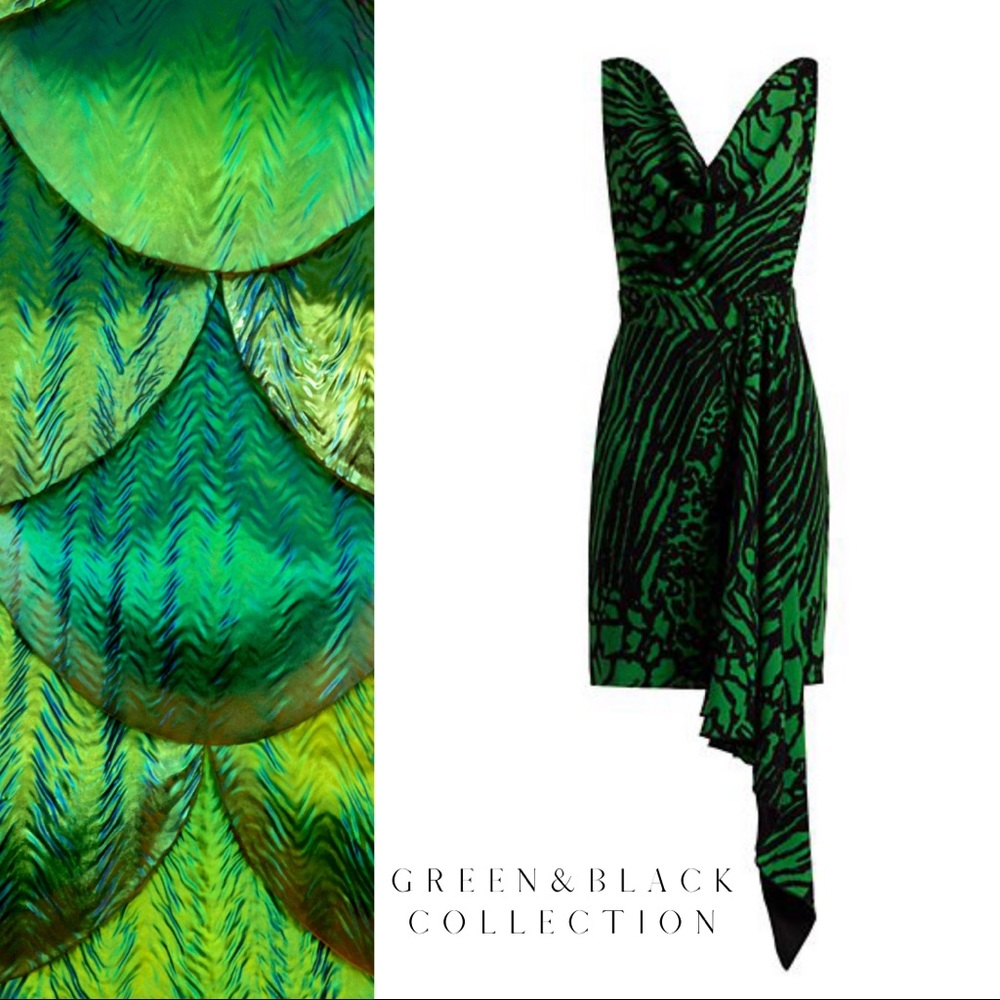 New York & Company Dress Green and Black
